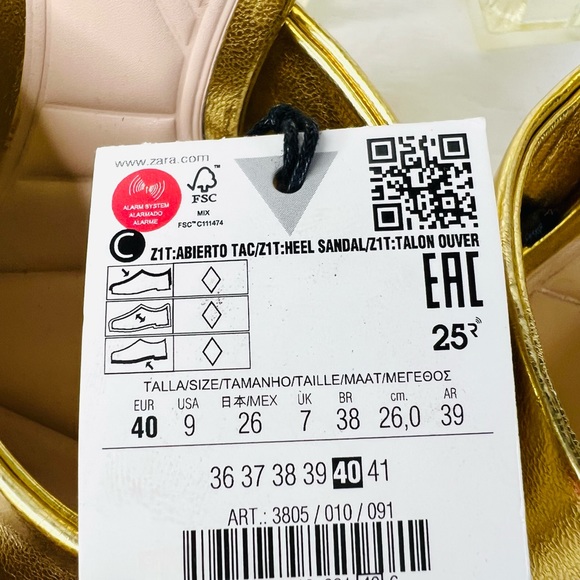 ZARA Gold Methacrylate High Heel Open Square Toe Mules 3805 010 091 - SZ 40 / 9 - Picture 3 of 5